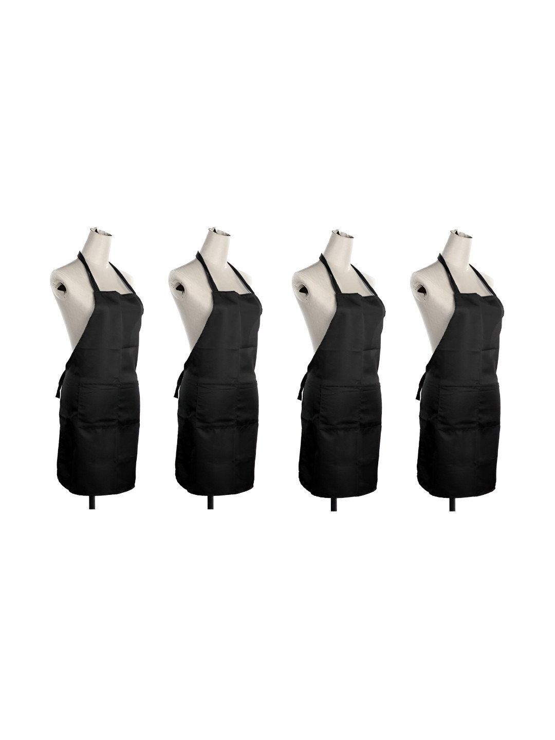 UrbanArts 4-Pcs Black Front Pocket Waterproof Aprons