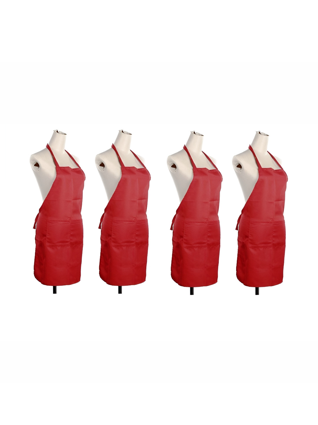 UrbanArts 4-Pcs Red Aprons With Front Pockets