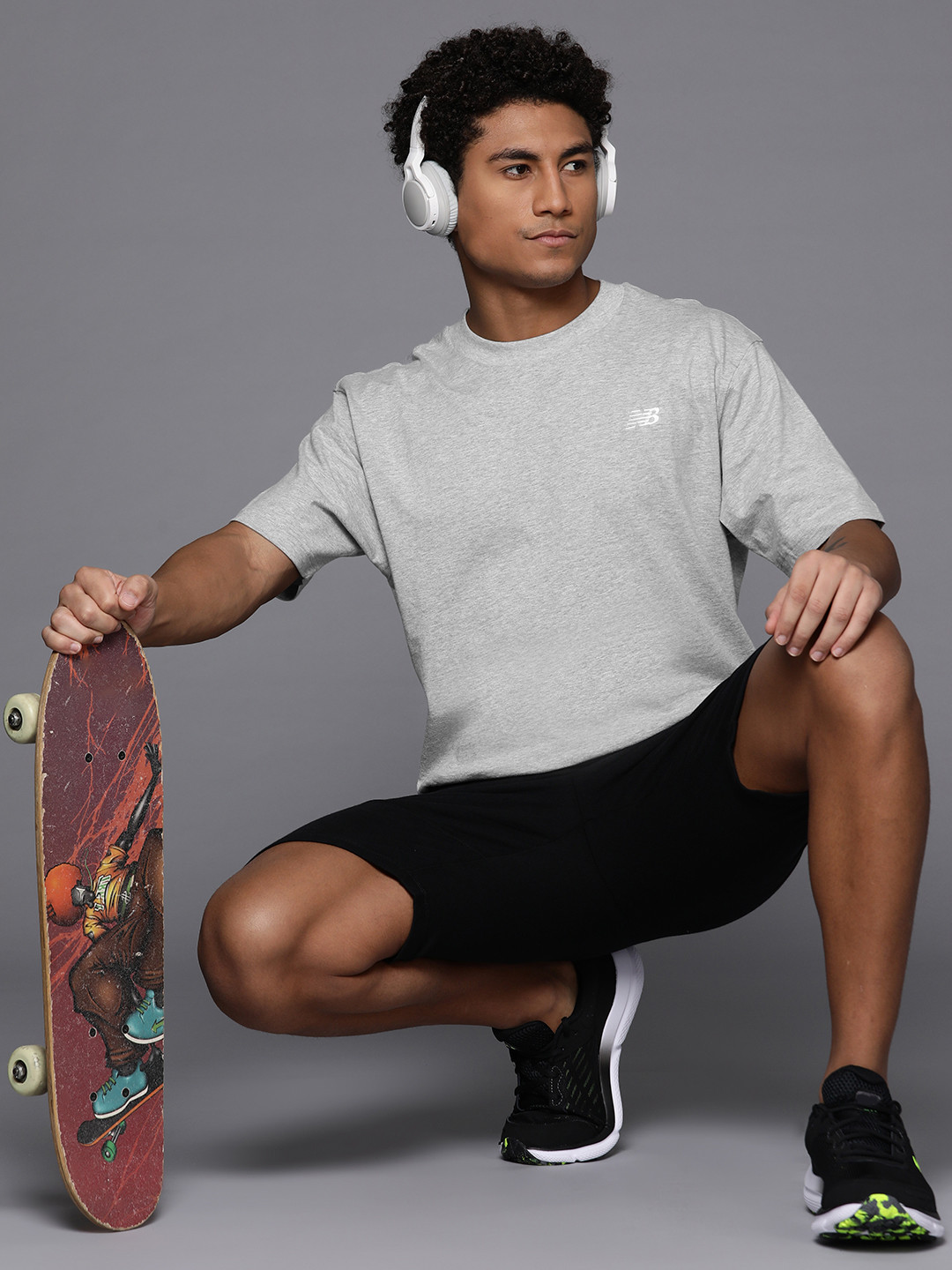 New Balance Drop-Shoulder Sleeves Pure Cotton Regular Fit T-shirt