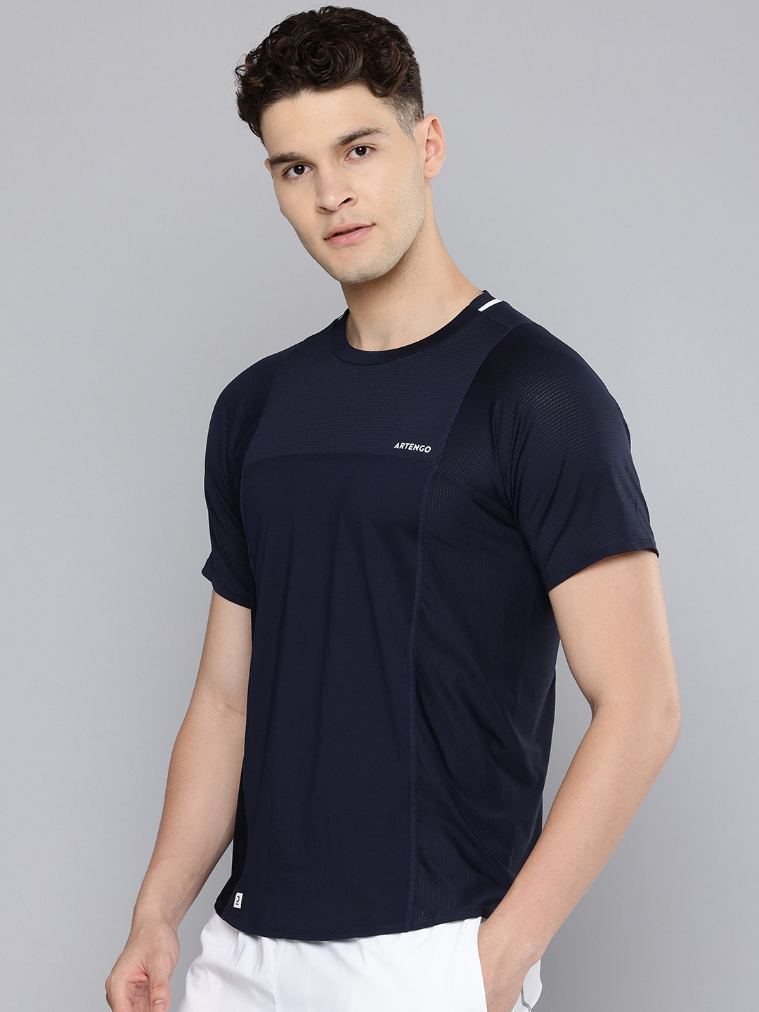 Decathlon ARTENGO - Men Navy Quick Dry Short Sleeve Tennis T-Shirt