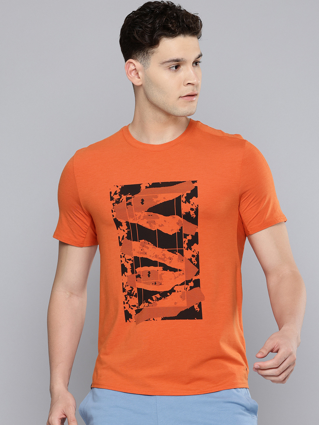 Decathlon ARTENGO - Men Terracotta Printed Soft Short Sleeve Tennis T-Shirt