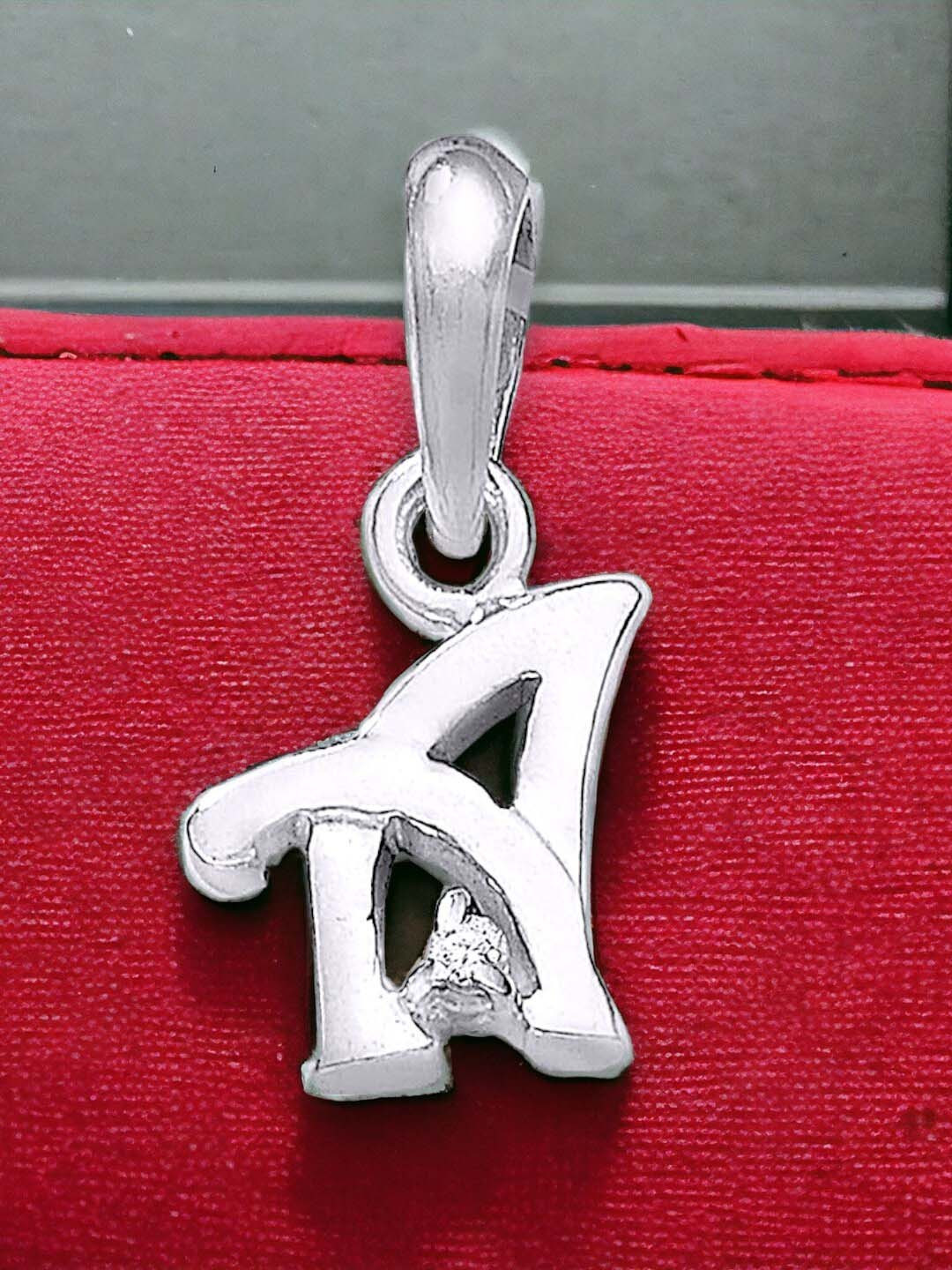 Taraash 925 Sterling Silver Cubic Zirconia Studded Letter A Alphabet Pendant