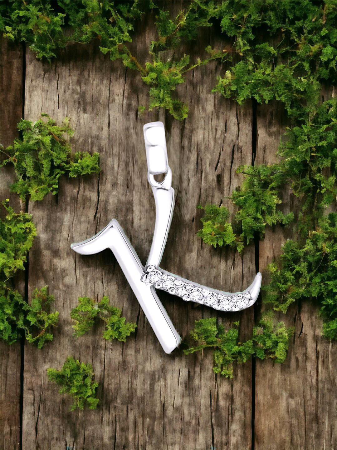 Taraash 925 Sterling Silver Cubic Zirconia Studded K Initial Pendant