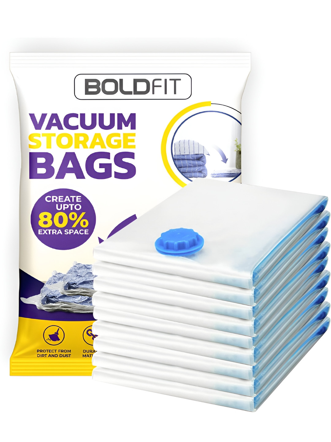 BOLDFIT Transparent 6 Pieces Regular Vacuum Bag Organisers