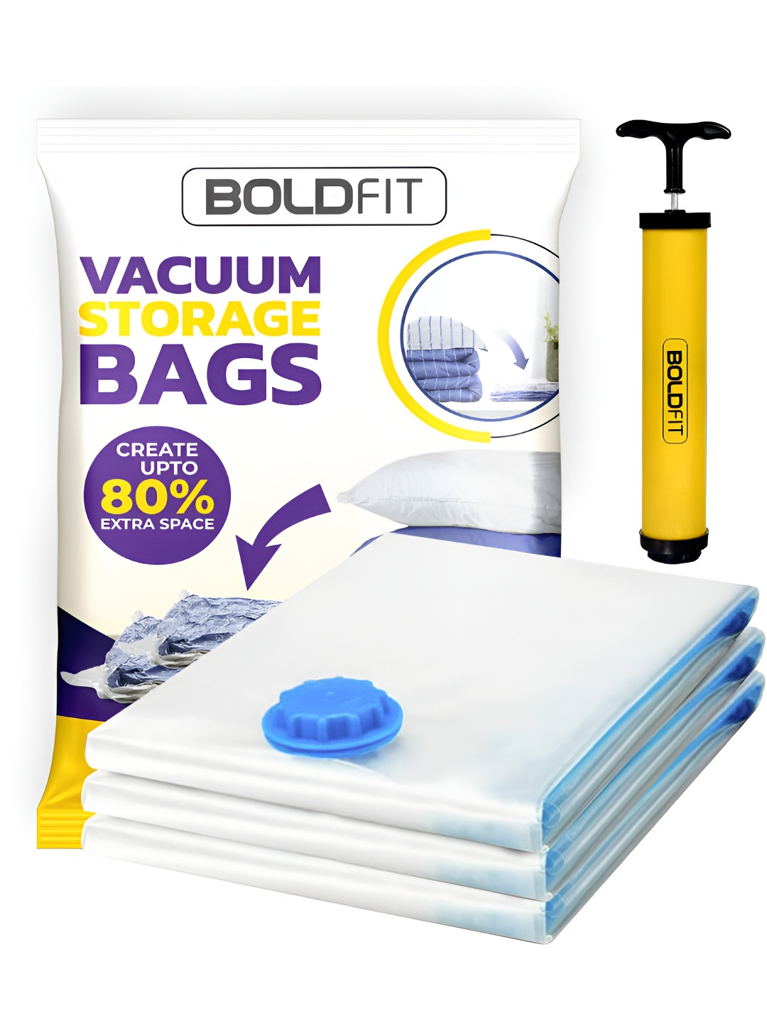 BOLDFIT Transparent 3 Pieces Regular Vacuum Bag Organisers