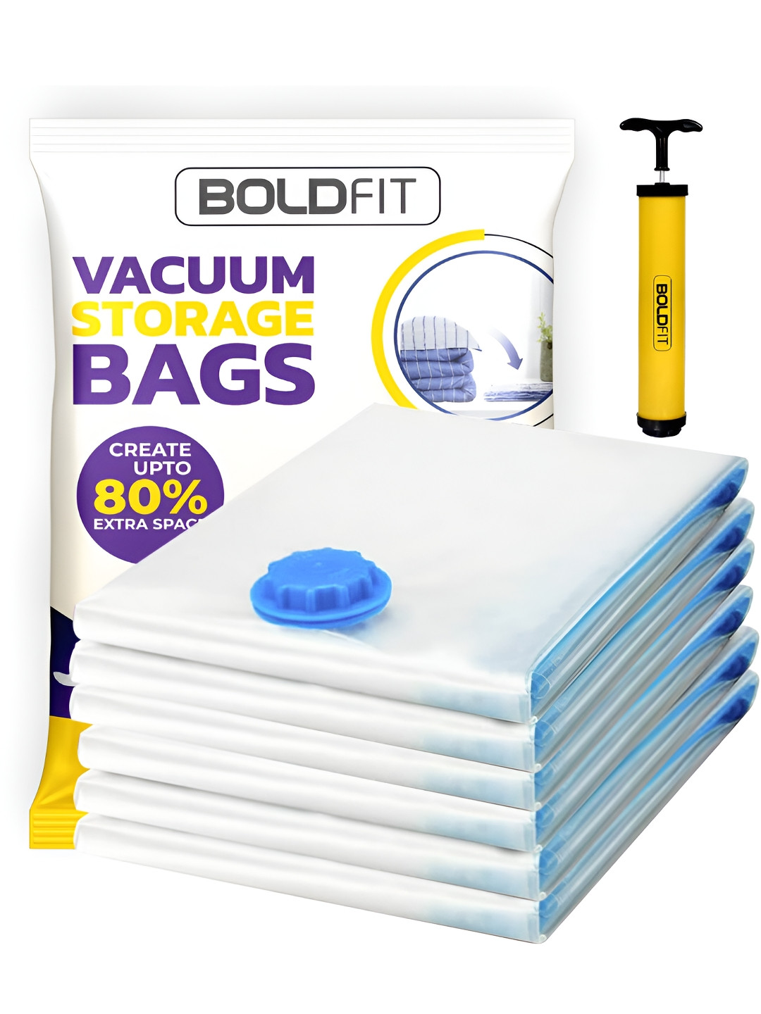 BOLDFIT Transparent 6 Pieces Regular Vacuum Bag Organisers