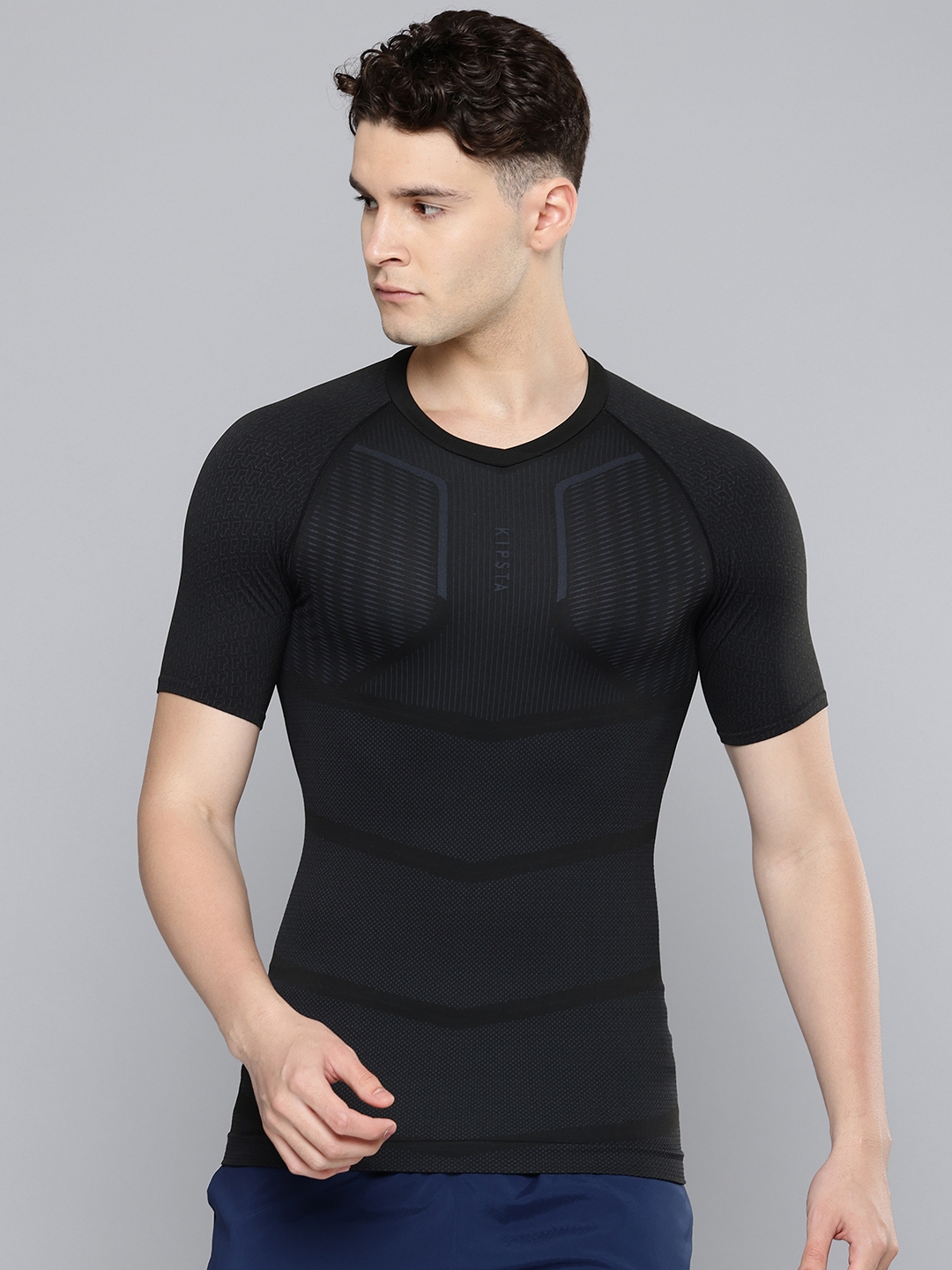 Buy Kipsta By Decathlon Men Black Keepdry Sports Compression Short Sleeve Shirt Tshirts for Men 29077080 Myntra