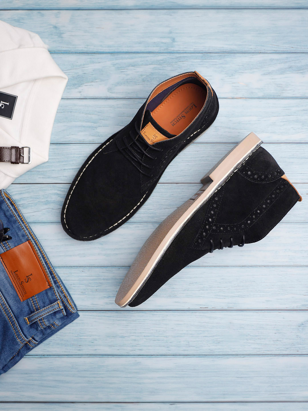 LOUIS STITCH Men Round Toe Suede Desert Boots