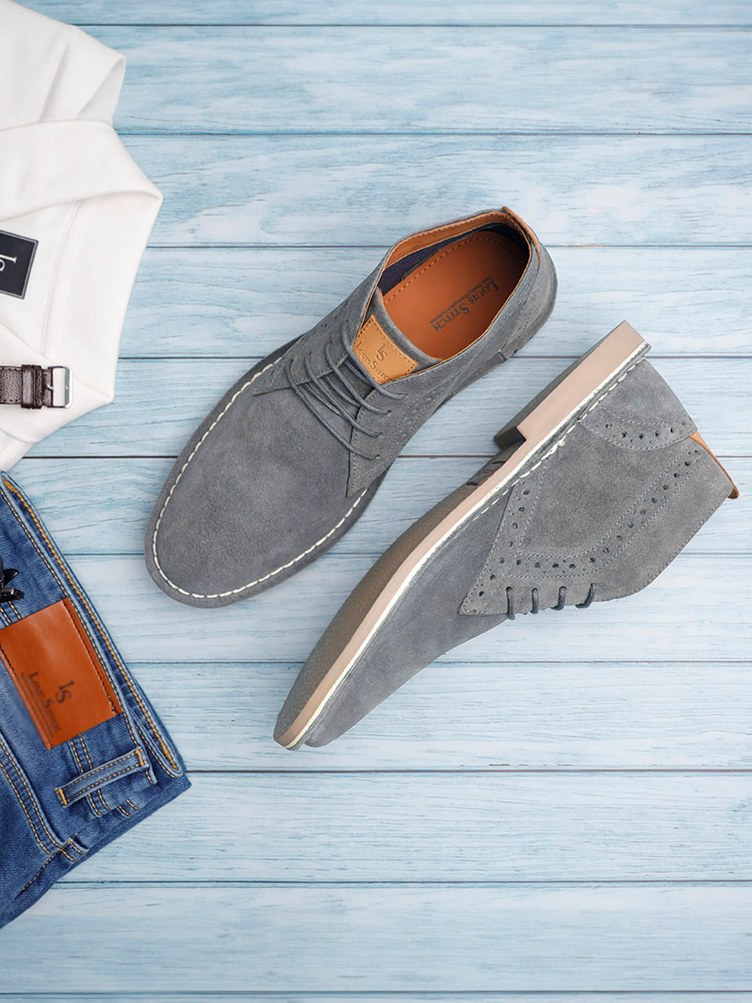 LOUIS STITCH Men Suede Desert Boots