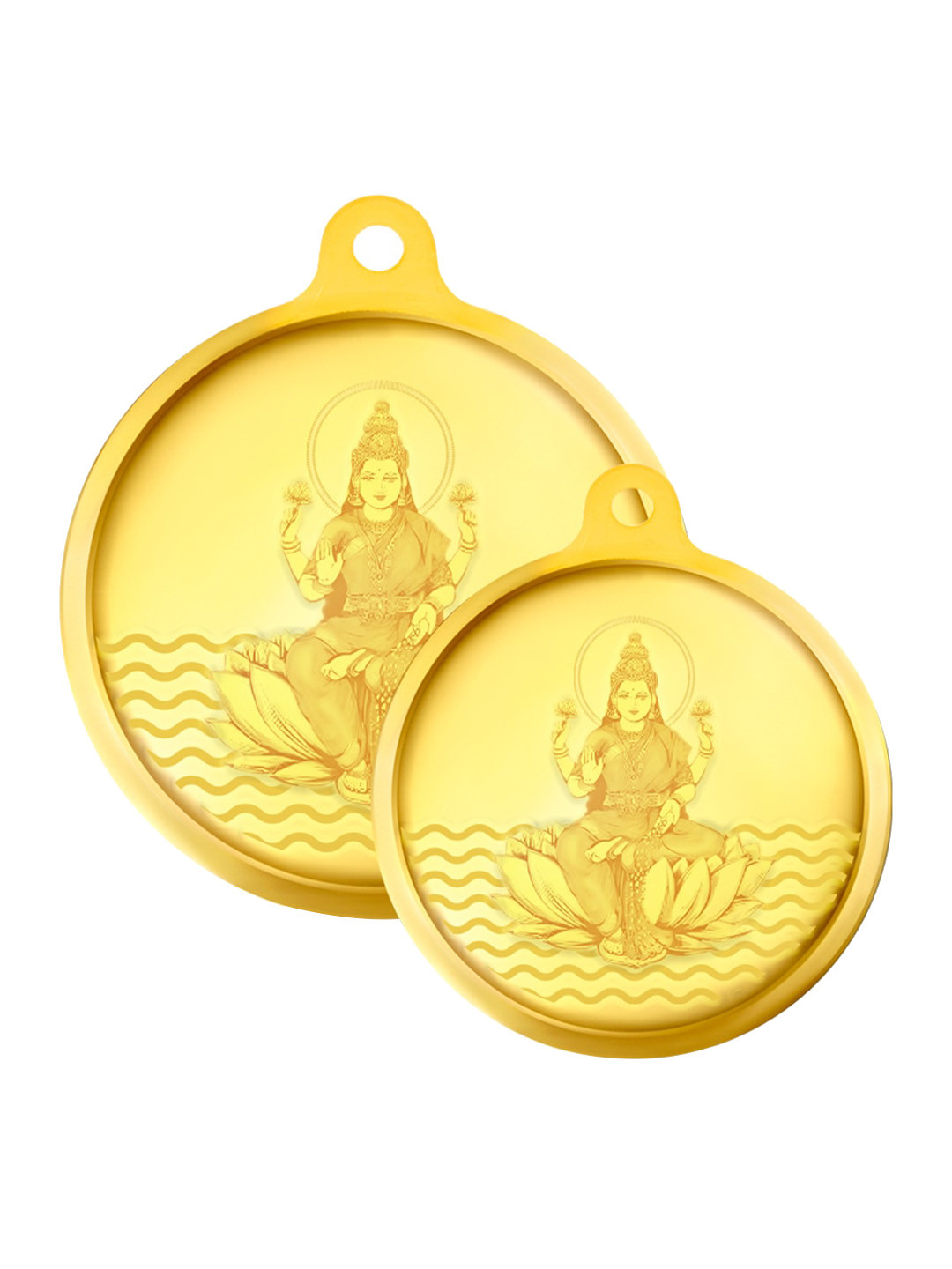 BHIMA 24K 999 Purity Lakshmi Coin Pendant Combo 2g+1g