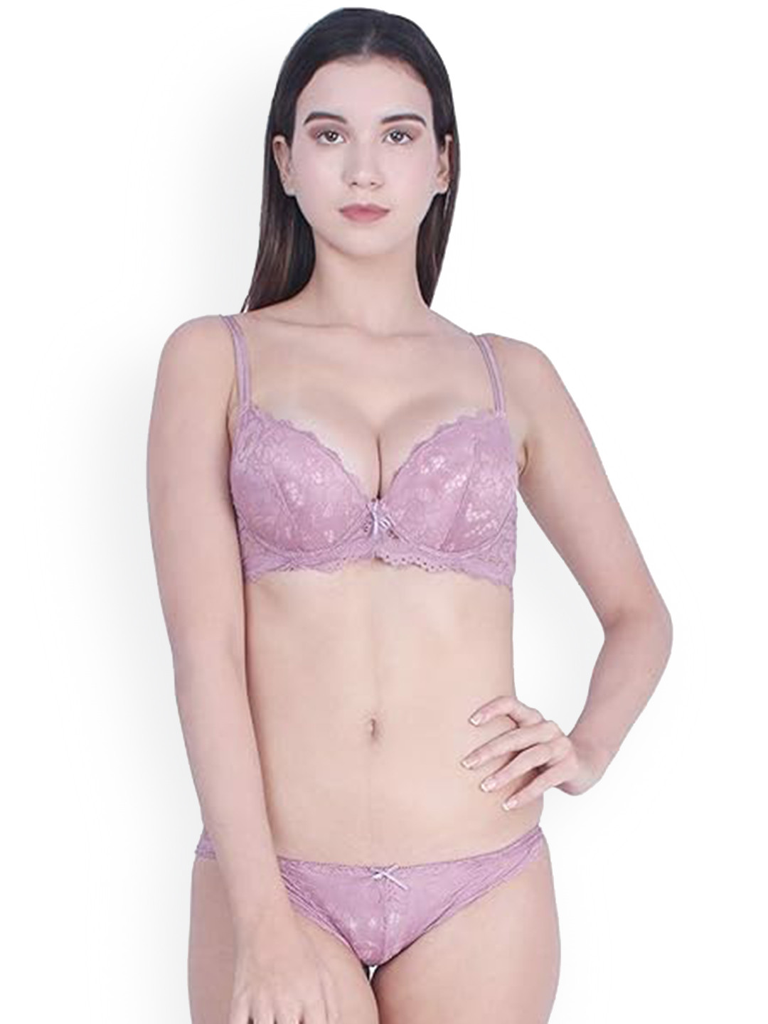 BRACHY Lace Heavily Padded Push Up Bra With Low-Rise Brief
