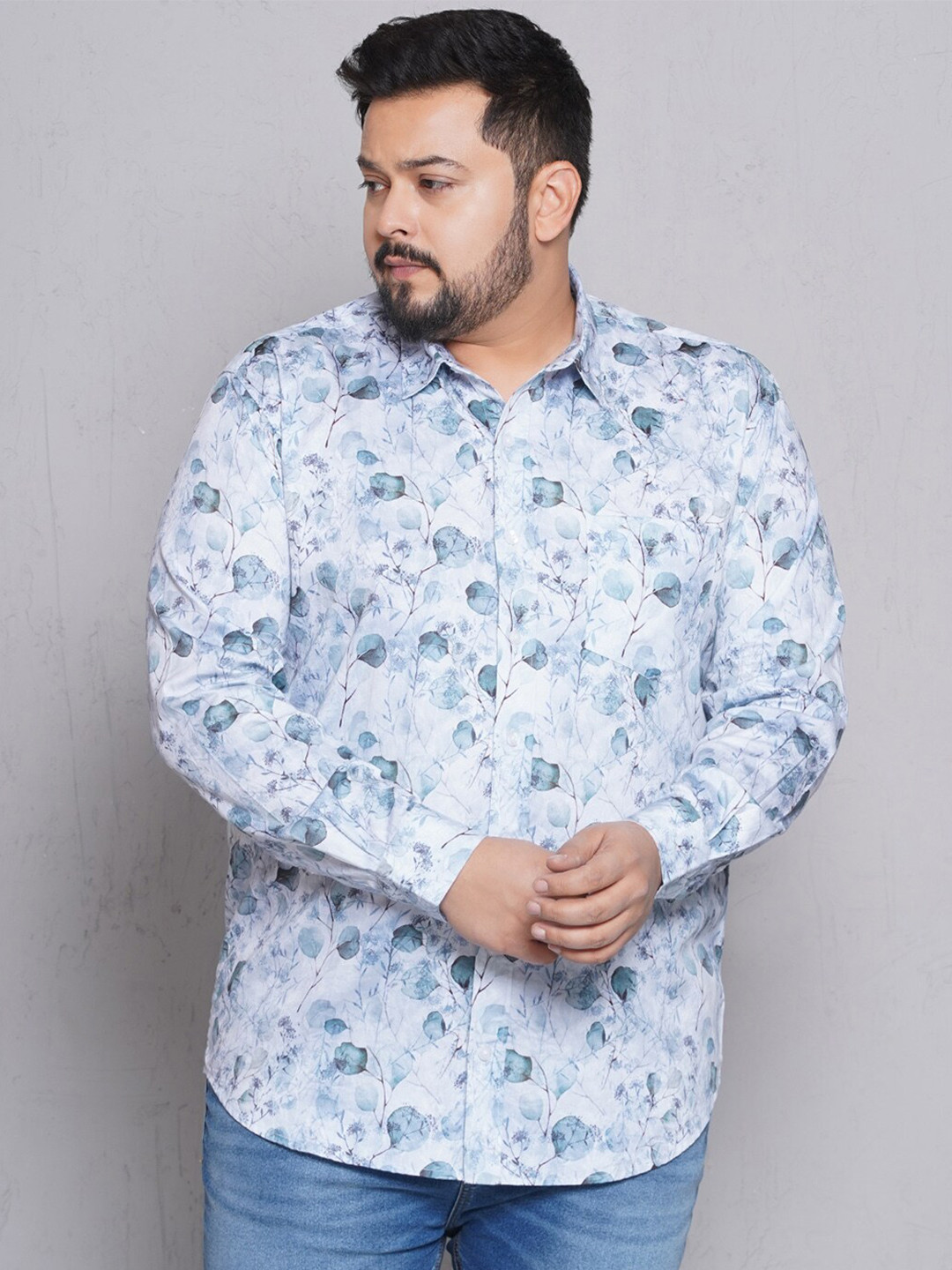 John Pride  Men Plus Size Floral Opaque Printed Casual Shirt