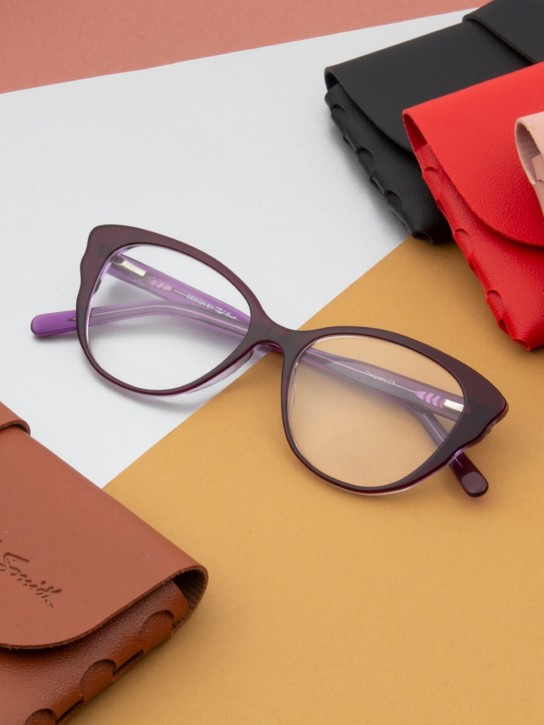 Ted Smith Women 100% Acetate Full Rim Cateye Frames CLEOPATRA_C3