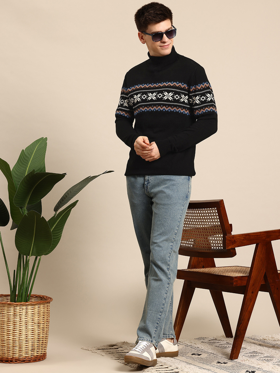 Mast & Harbour Fair Isle Turtle Neck Pullover
