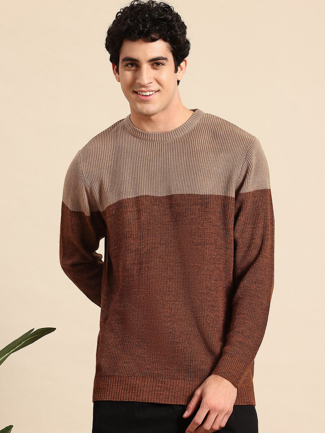 Mast & Harbour Colorblocked Acrylic Ribbed Longline Pullover