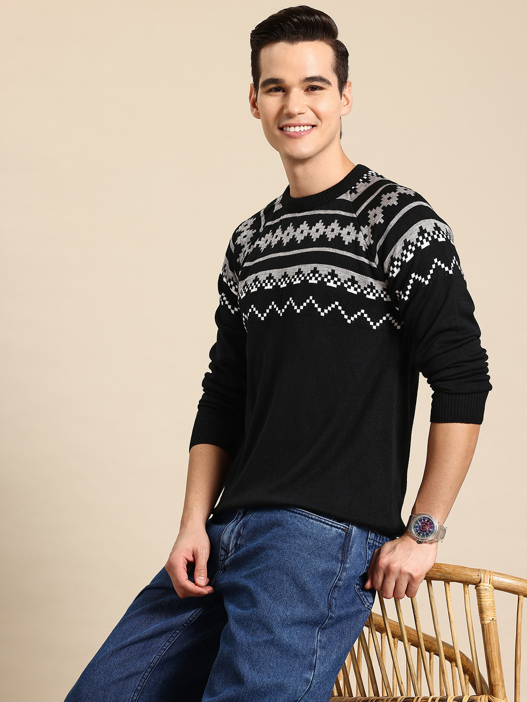 Mast & Harbour Pure Acrylic Fair Isle Pullover
