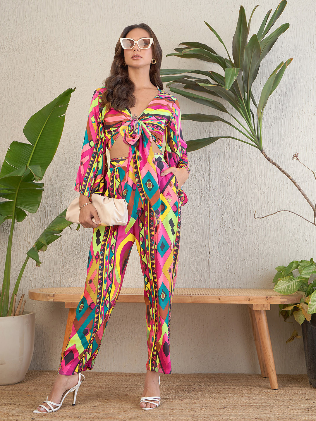 Uptownie Cropped Tie-Up Co-ord Set