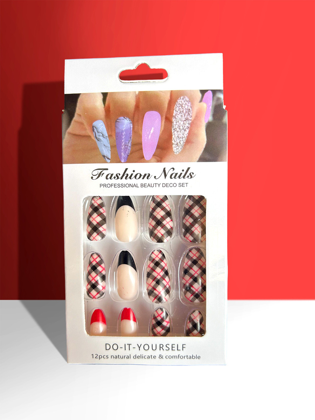 CHRONEX Set Of 12 Matte Almond Press On Nails