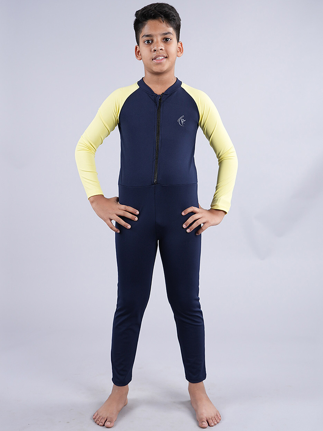 KiddoPanti Kids Contrast-Sleeve Full-Length Legsuit