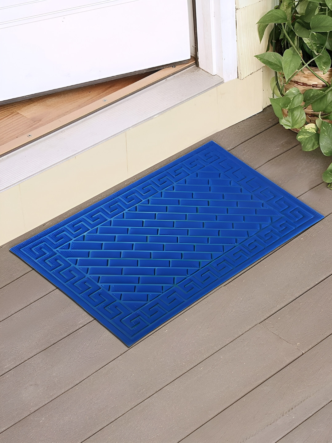 HOKIPO Blue Textured Anti-Skid Doormat
