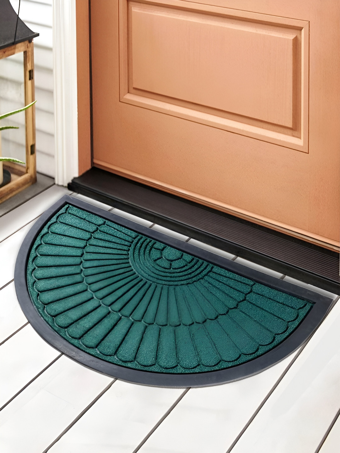 HOKIPO Green Textured Semi-circle Shaped Anti-Skid Doormat