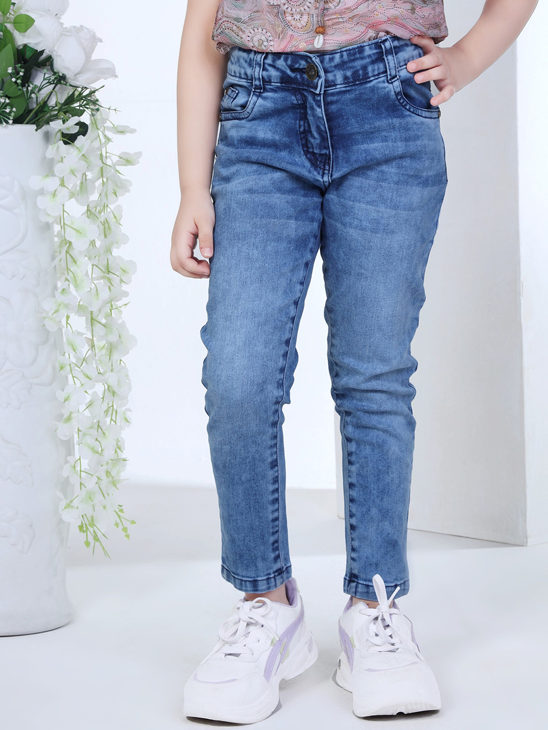 Peppermint Girls Smart Slim Fit Light Fade Clean Look Jeans