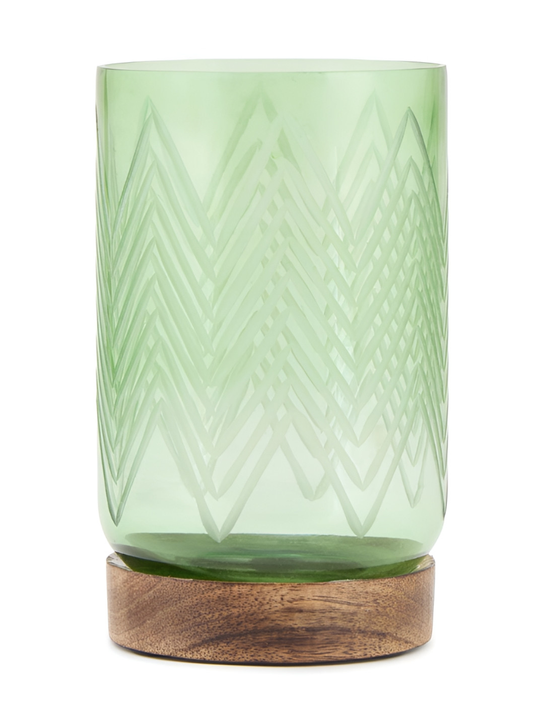 Fabindia Green & Transparent Glass Candle Holder