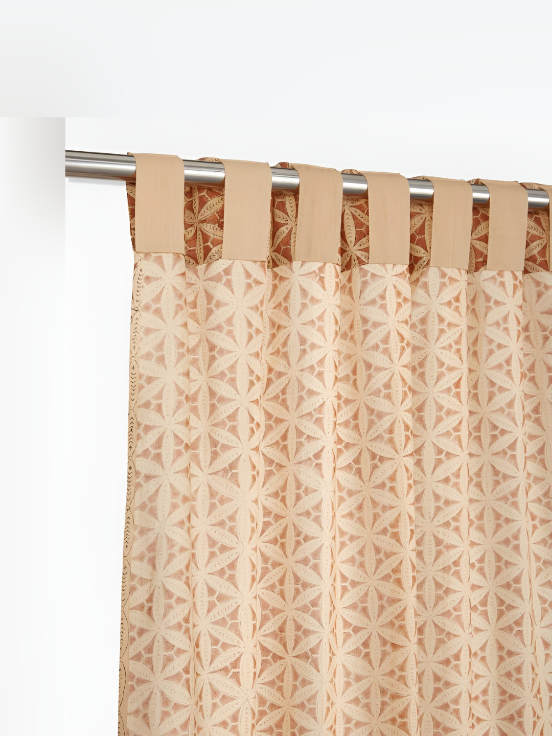 Fabindia Rust & Beige 2 Pieces Ethnic Motifs Long Door Curtains