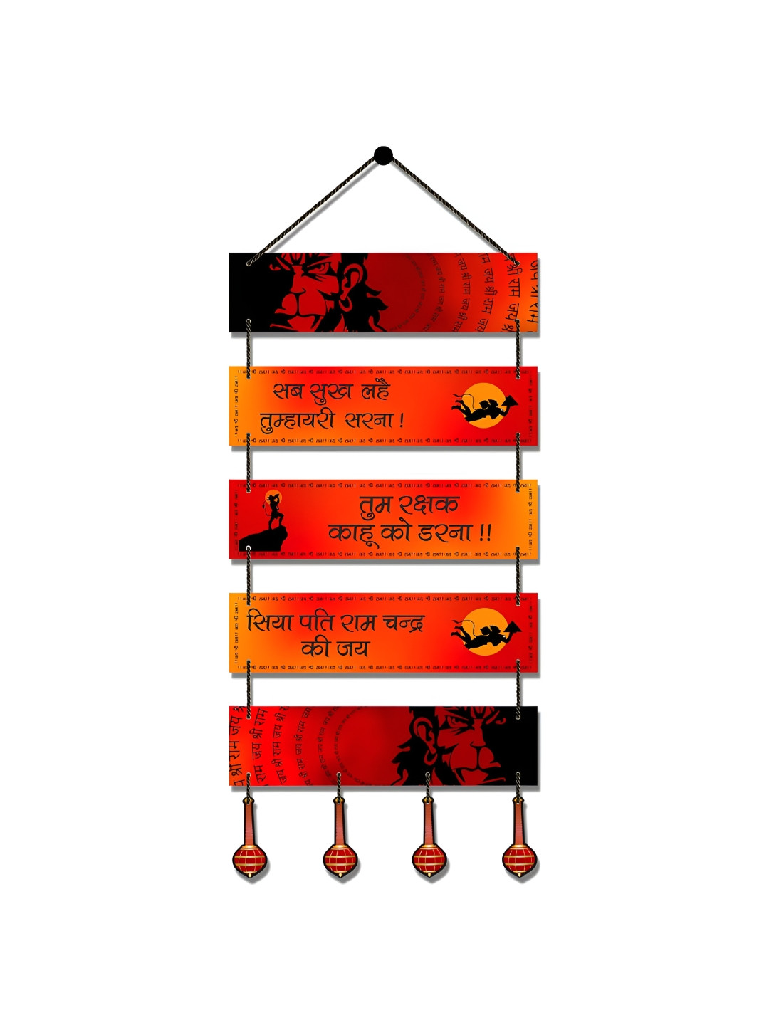 Home Delight Hanuman Ji Wood Ethnic Motifs Matte Hanging Hall Spiritual Wall Decor-11.8In