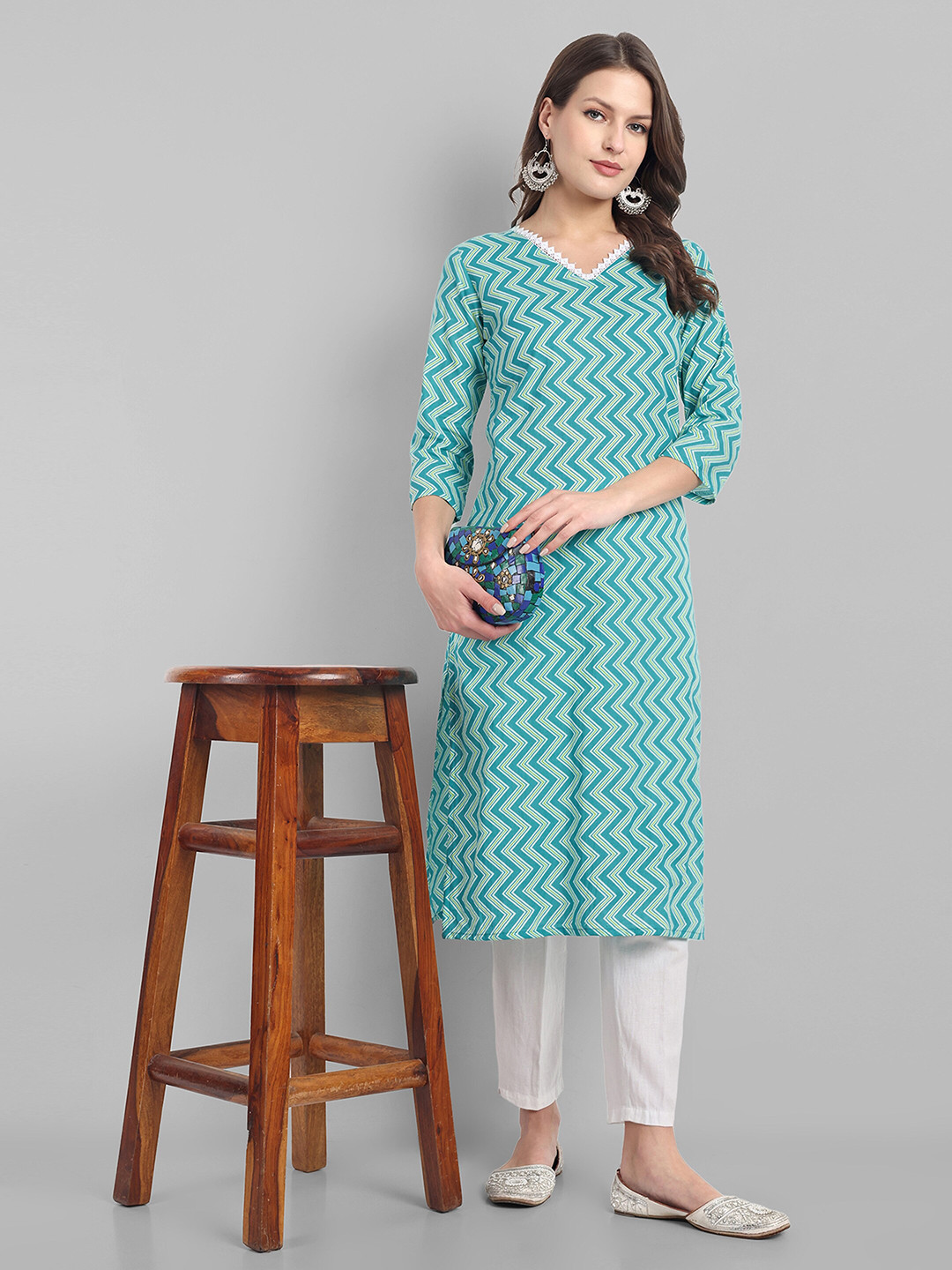LYCHNIS Chevron Printed Cotton Kurta