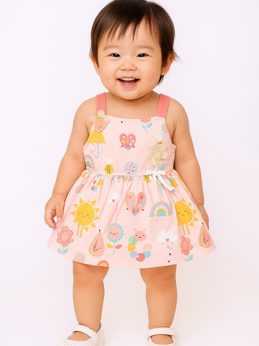 Babys Day Infant Girls Print Pure Cotton Fit & Flare Dress