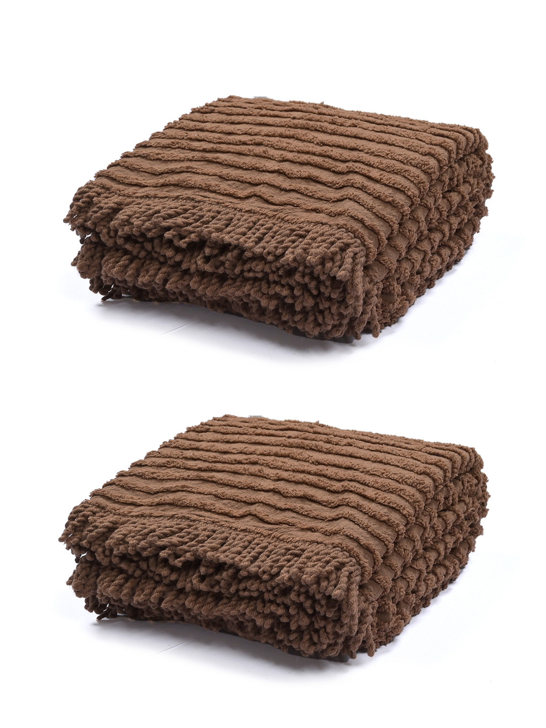 Saral Home Brown Self-Design  Sofa Throws