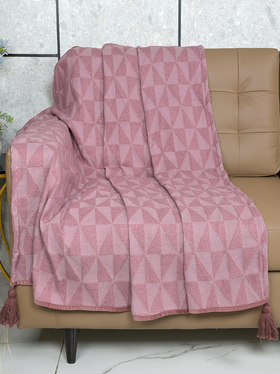 Saral Home Rust Geometric Textured Sofa Throw