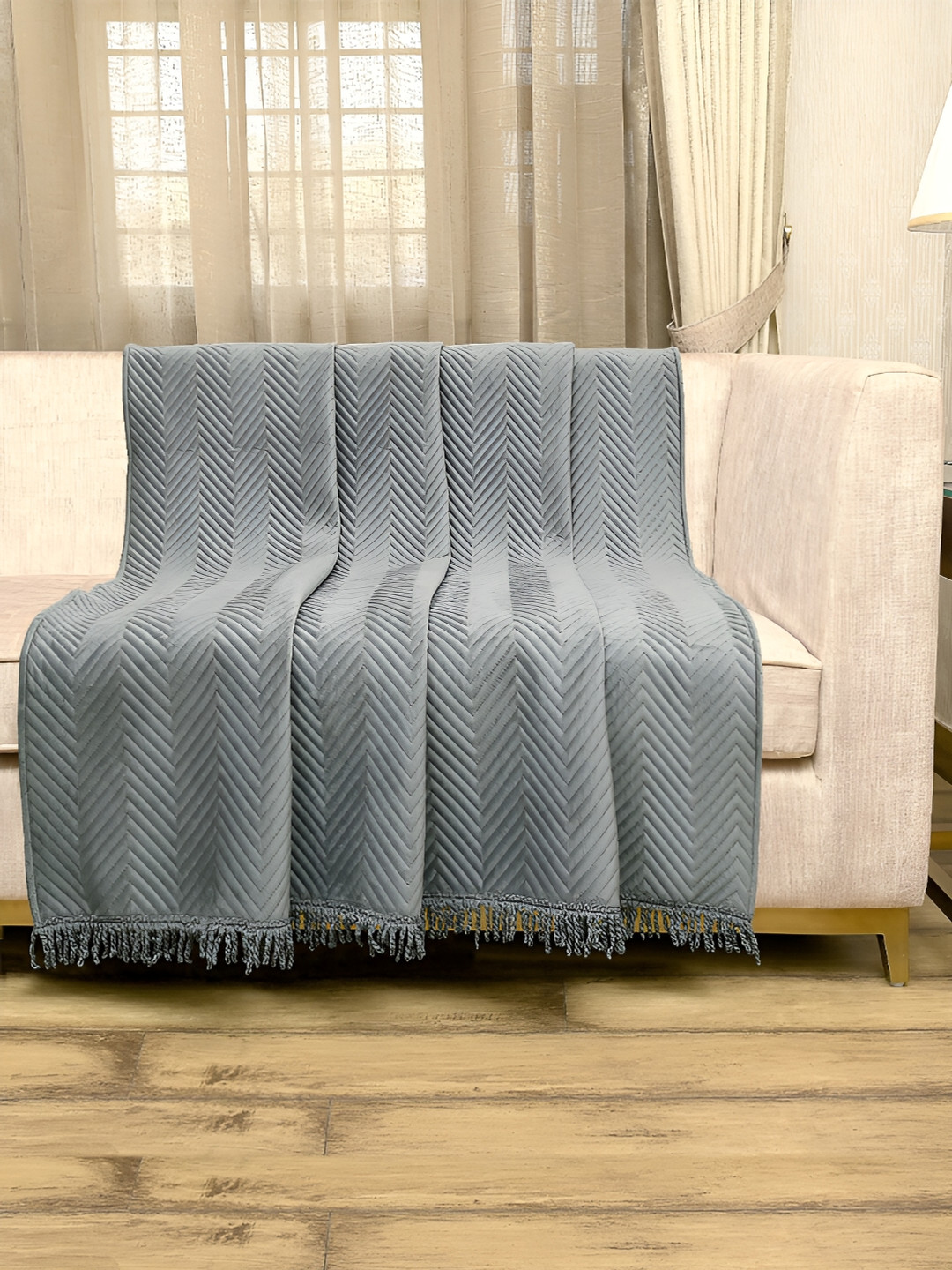 Saral Home Grey Textured Sofa Throws