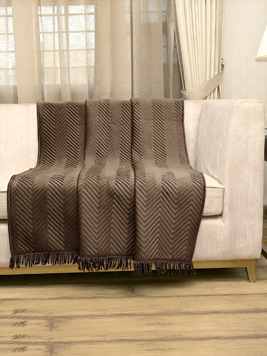 Saral Home Brown Textured Throw Blanket