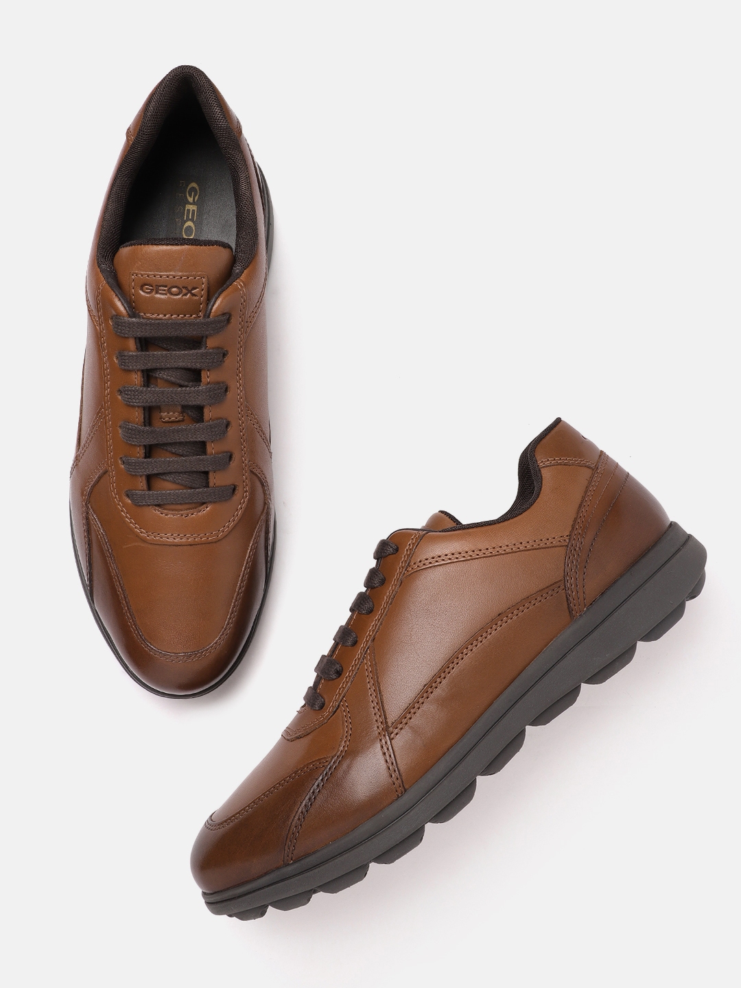 Geox brown leather shoes best sale