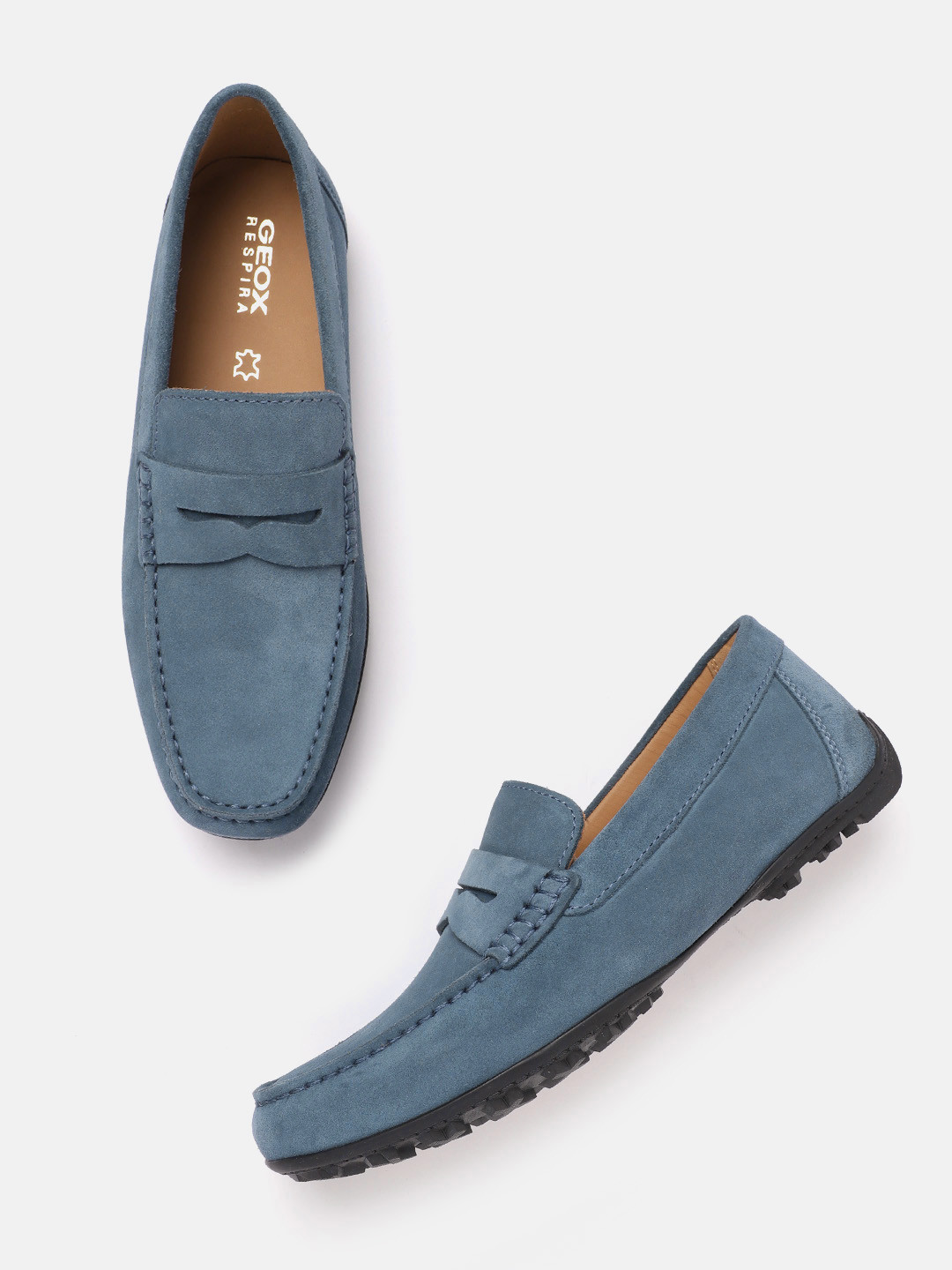 Geox Men Moisture Wicking Leather Penny Loafers