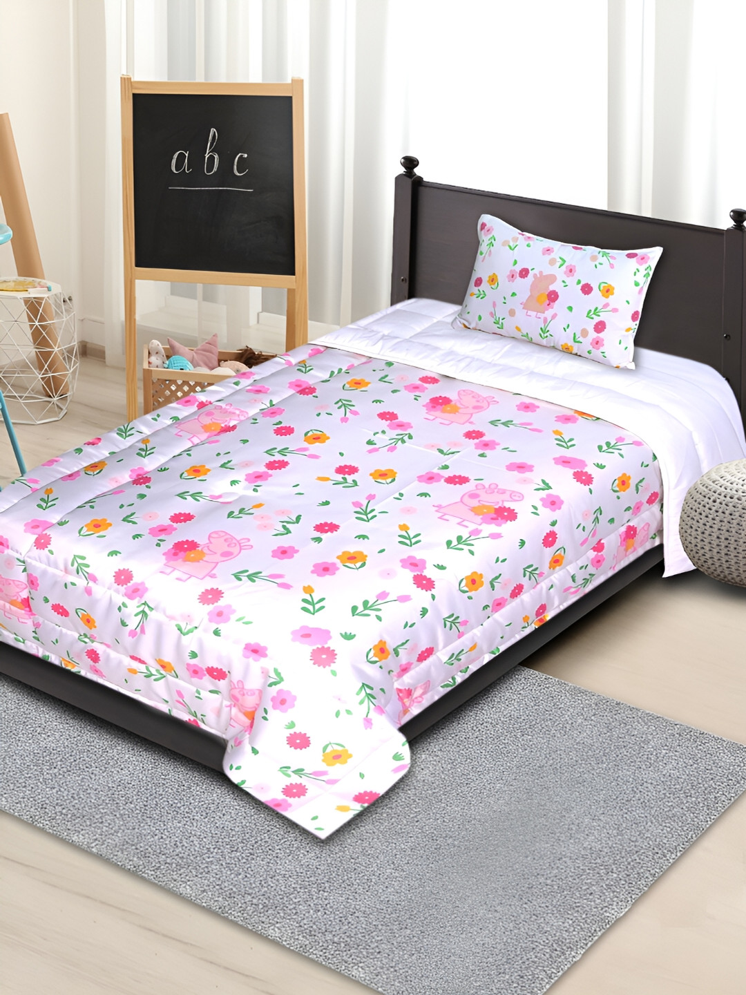 Saral Home Pink & Yellow Floral AC Room Double Bed Comforter