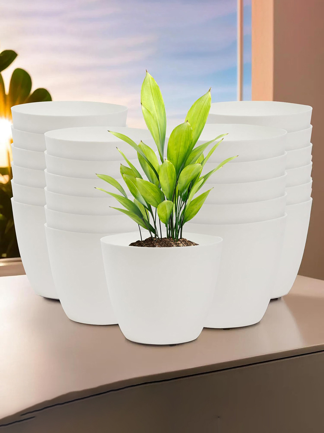 Kuber Industries White 24 Pieces Flower Pot Planter 5 Inches