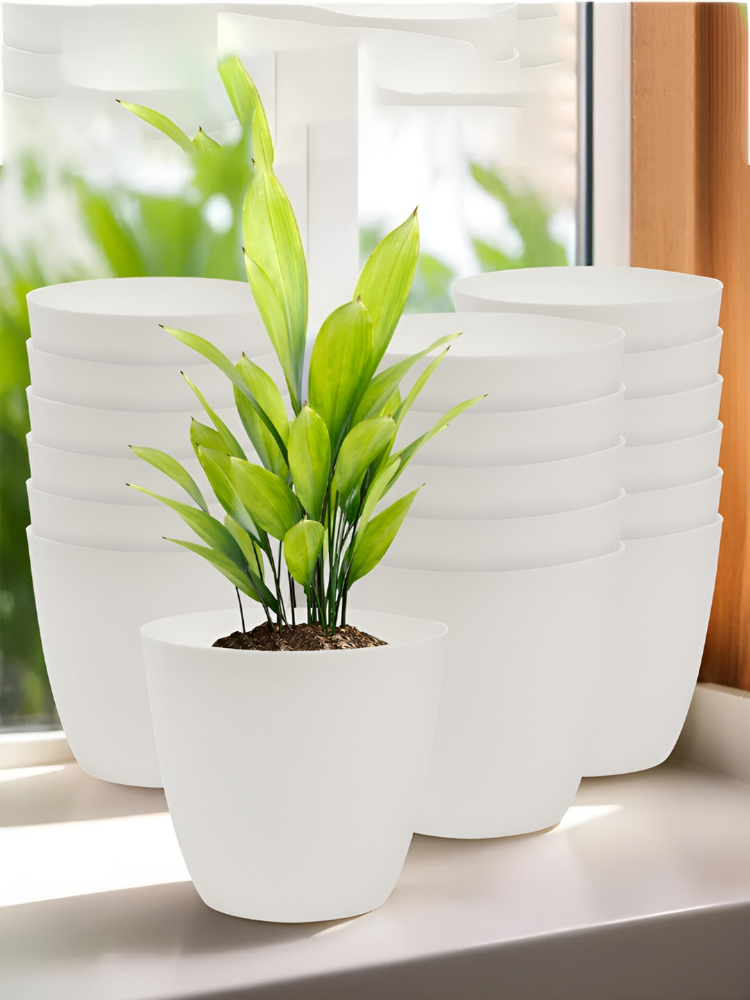 Kuber Industries White 18 Pieces Flower Pot Planter