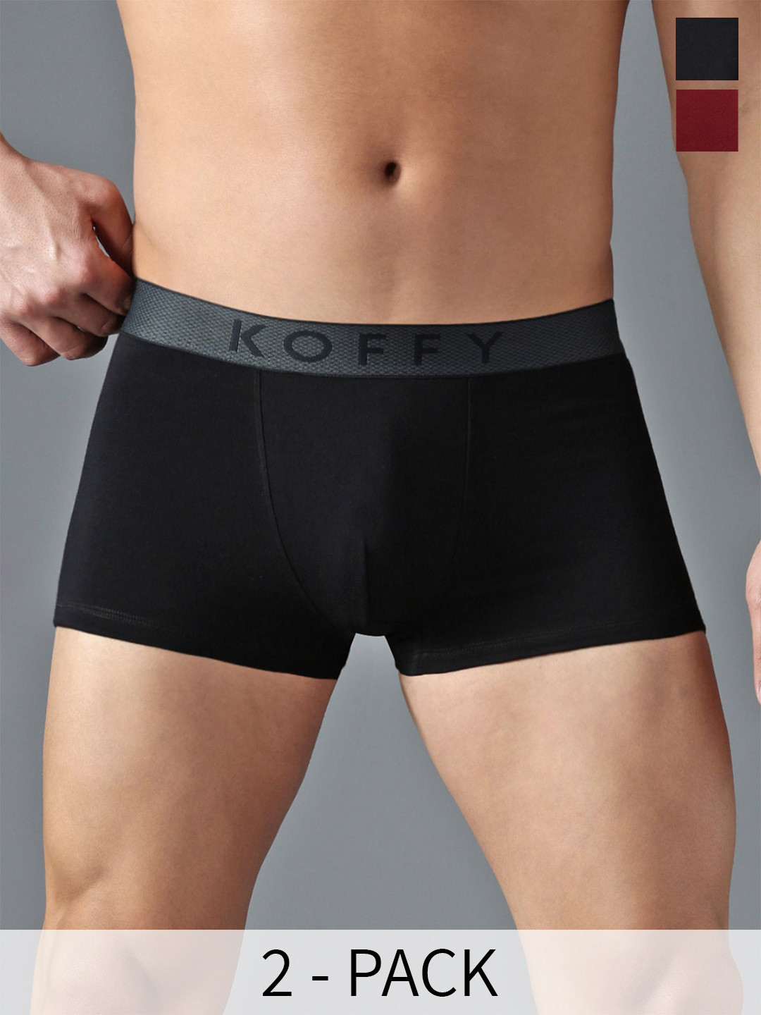 Mast & Harbour X KOFFY Pack Of 2 Antimicrobial Trunks Mast & Harbour X KOFFY_KI44_MINI_TRUNK_BLK_MRN_2PC