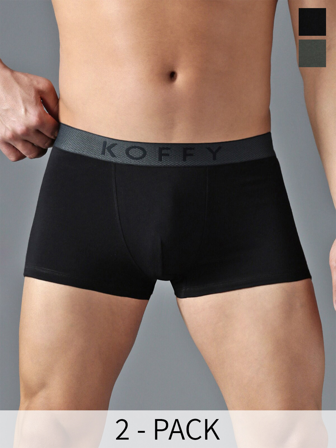 Mast & Harbour X KOFFY Pack Of 2 Antimicrobial Trunks Mast & Harbour X KOFFY_KI44_MINI_TRUNK_BLK_DGRN_2PC