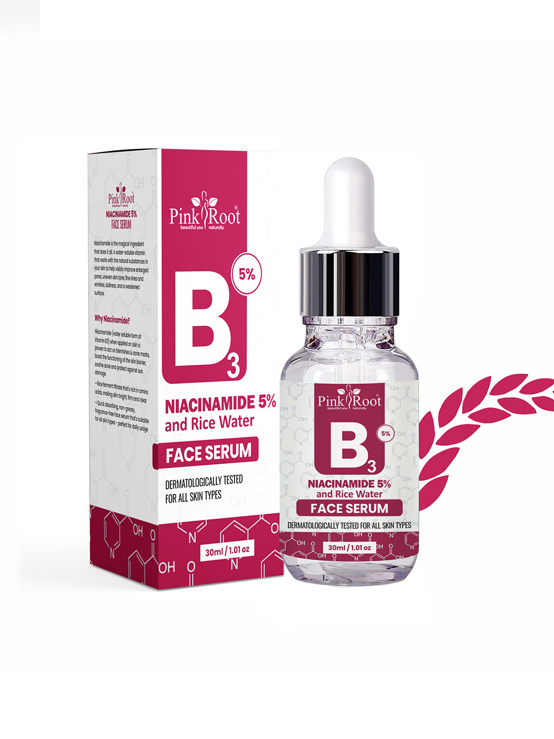 Pink Root Niacinamide 5% & Rice Water Face Serum - 30 ml