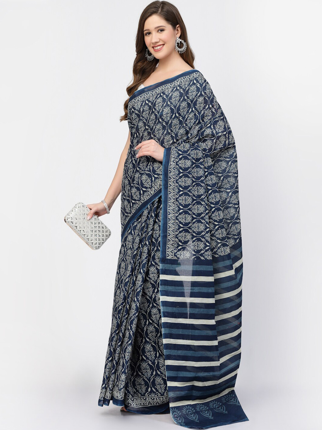 Kishori Sarees Ajrak Printed Pure Cotton Saree