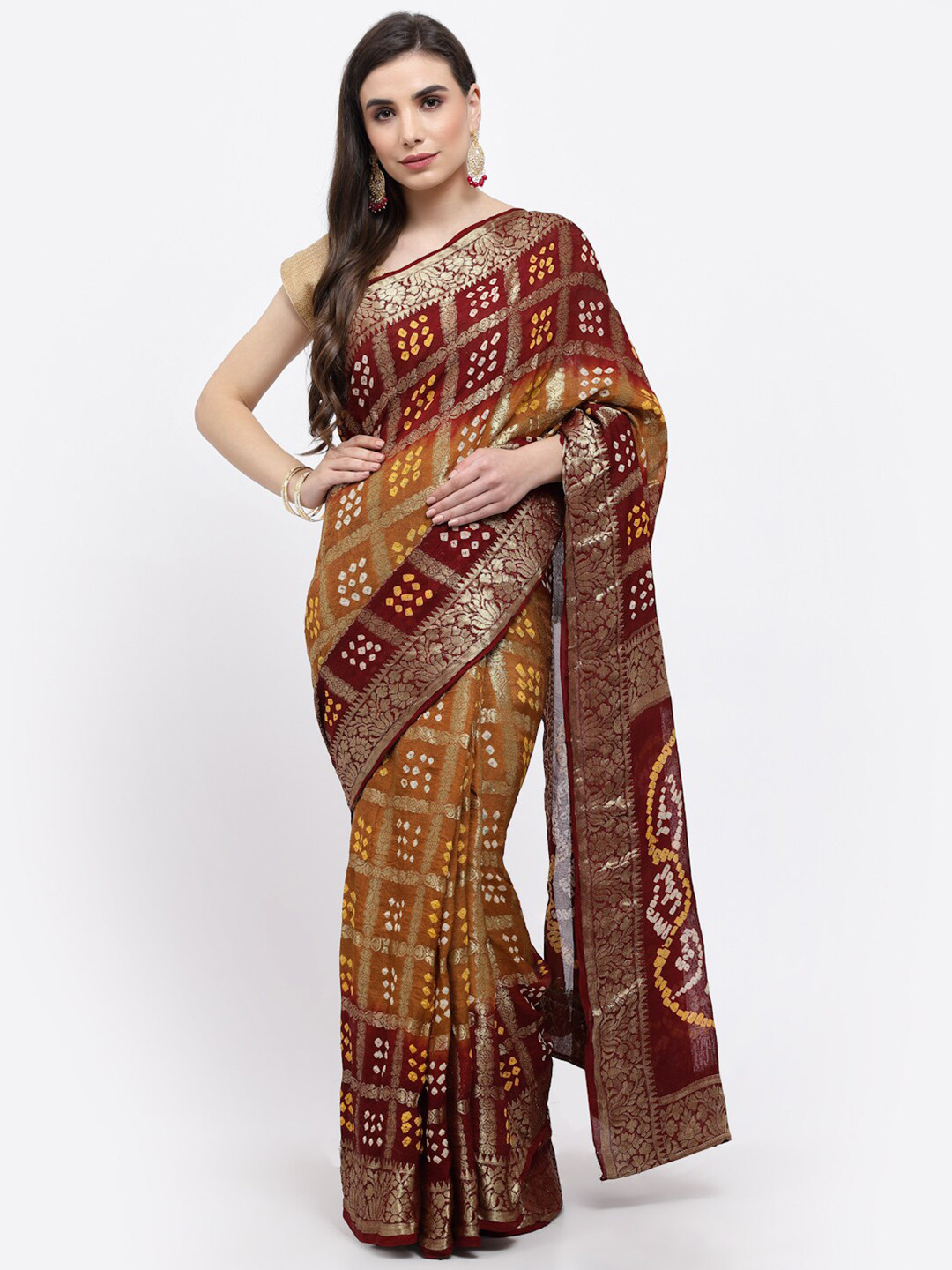 Kishori Sarees Bandhani Zari Saree
