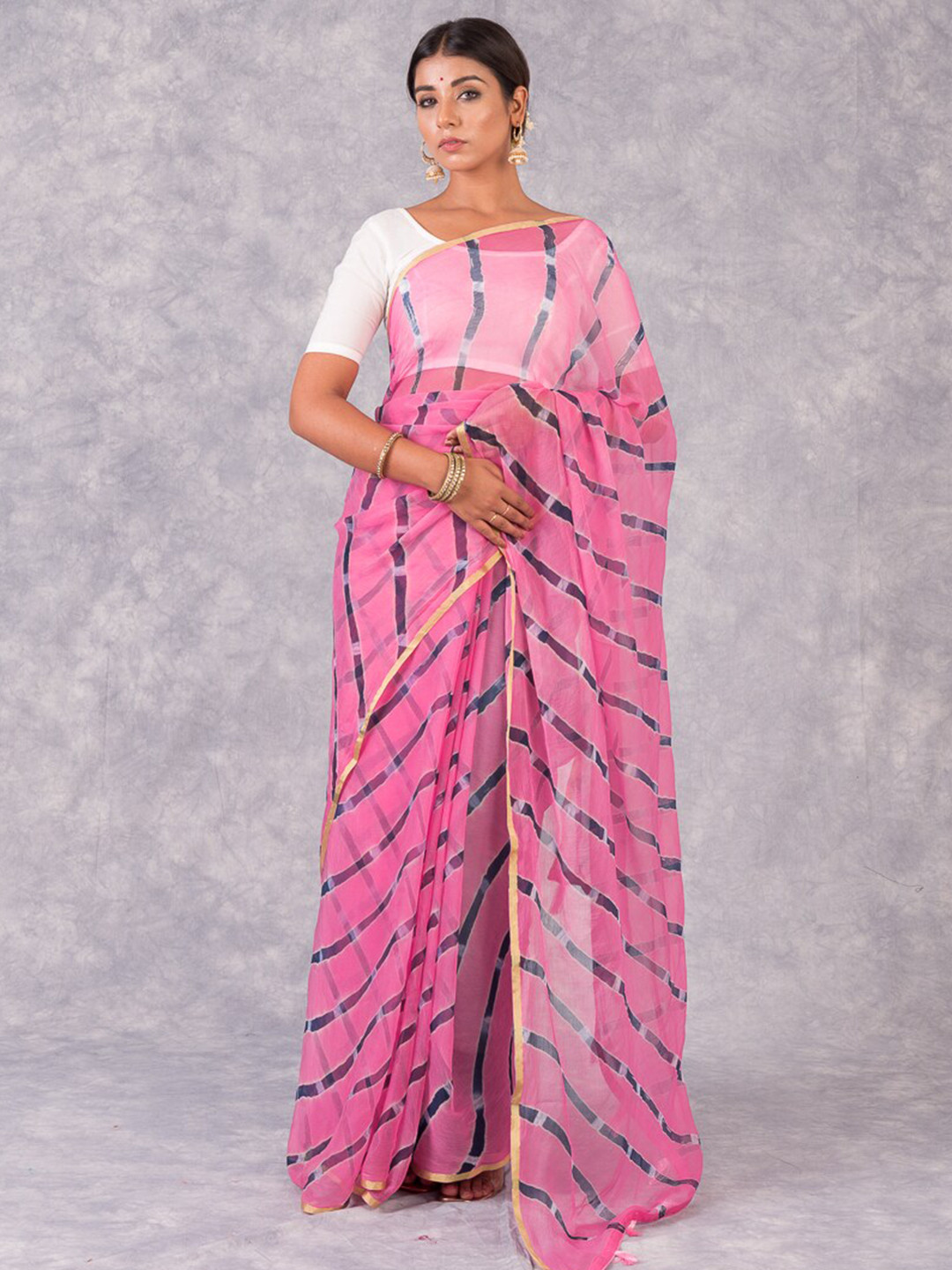 Kishori Sarees Leheriya Pure Chiffon Saree
