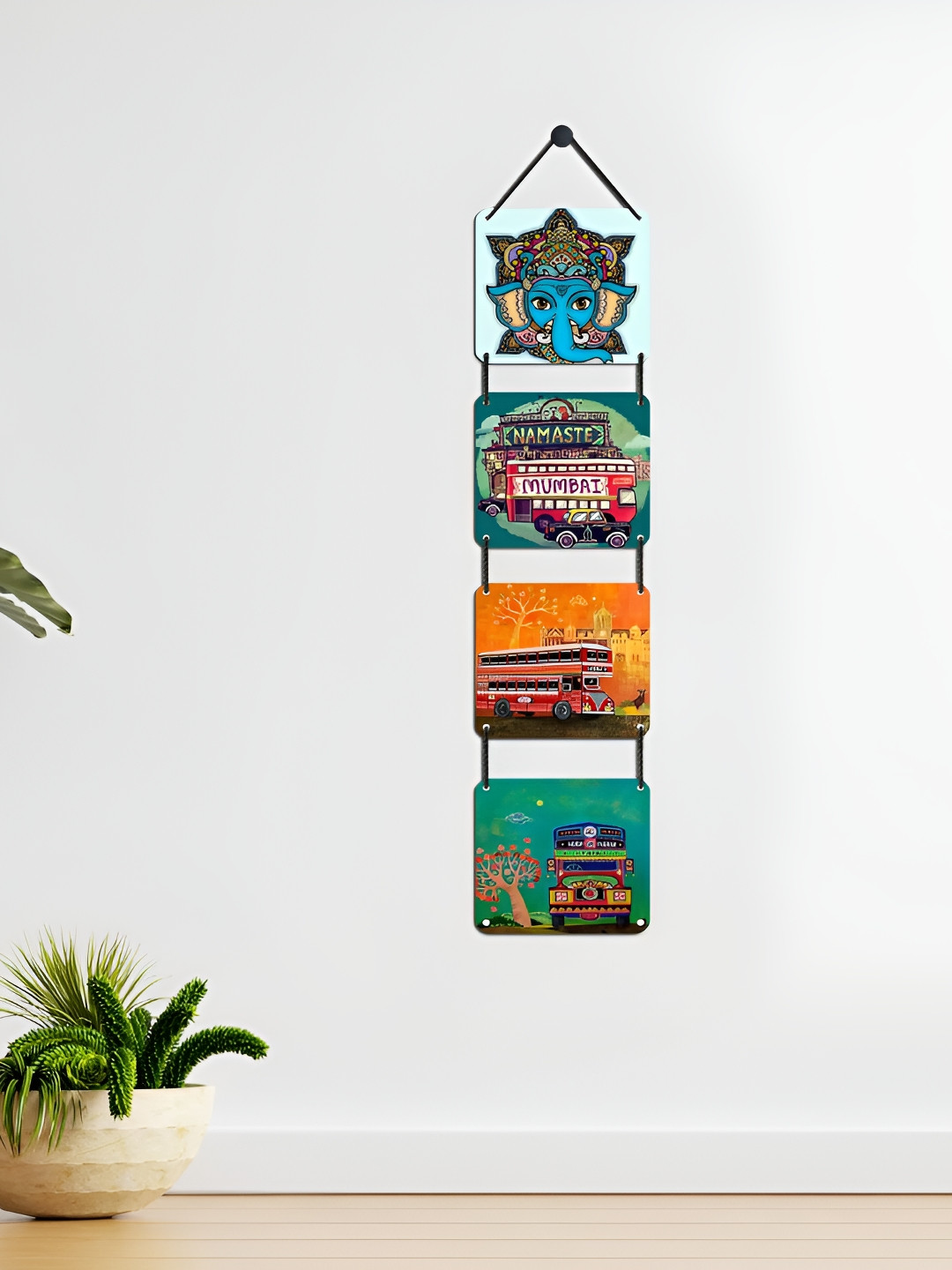Home Delight Namaste mumbai Wood Matte Hanging Hall Wall Hangings-24.8In