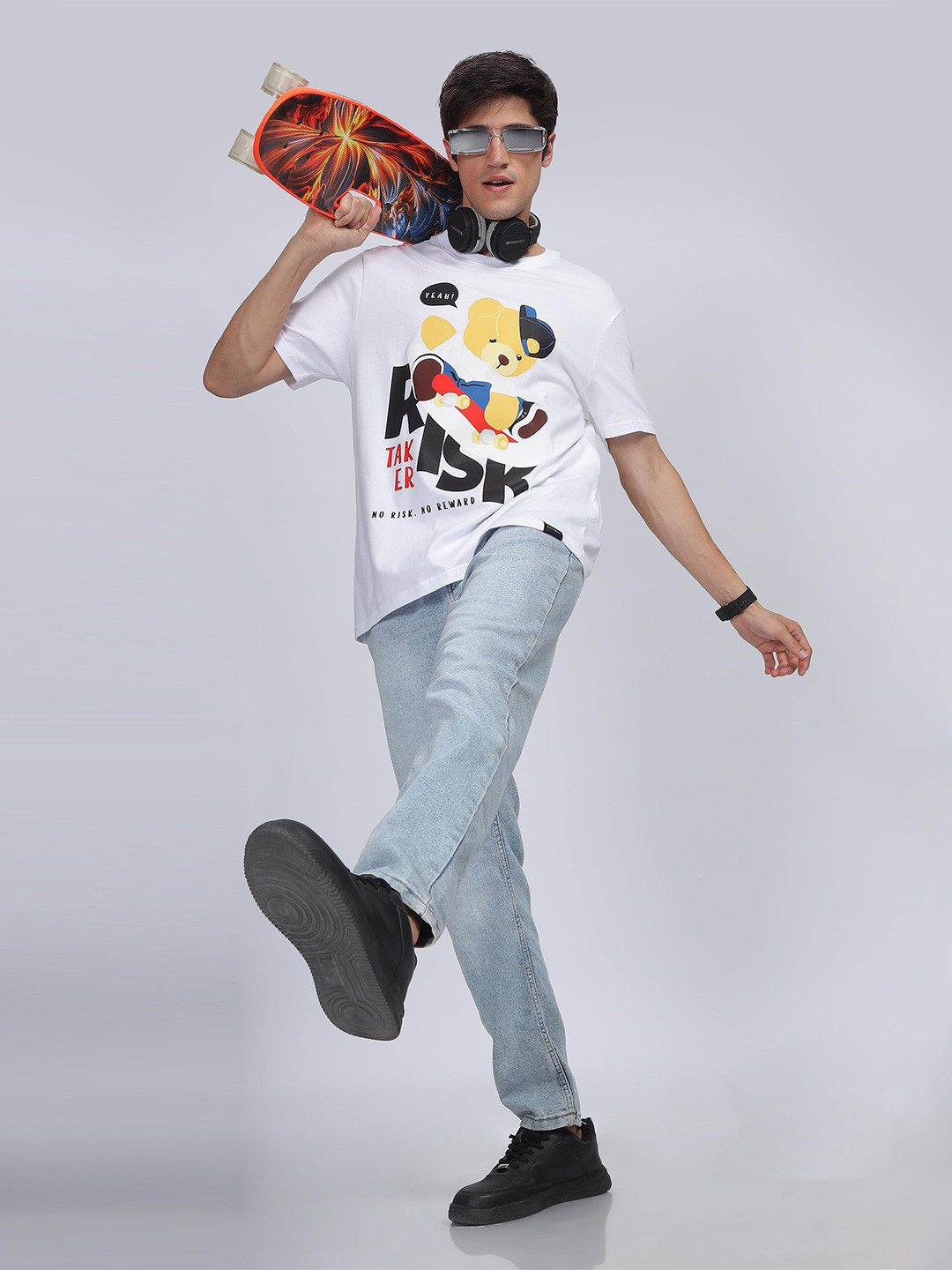 SILISOUL Round Neck Printed Pure Cotton T-shirt