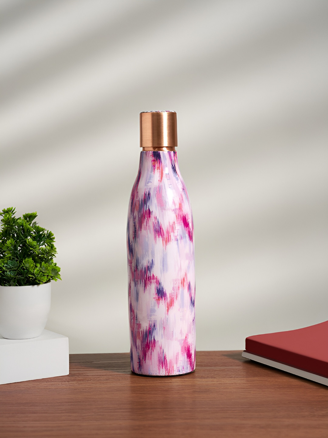 Living scapes by Pantaloons Pink Abstract Copper Single Wall Vacuum Water Bottle - 750ml
