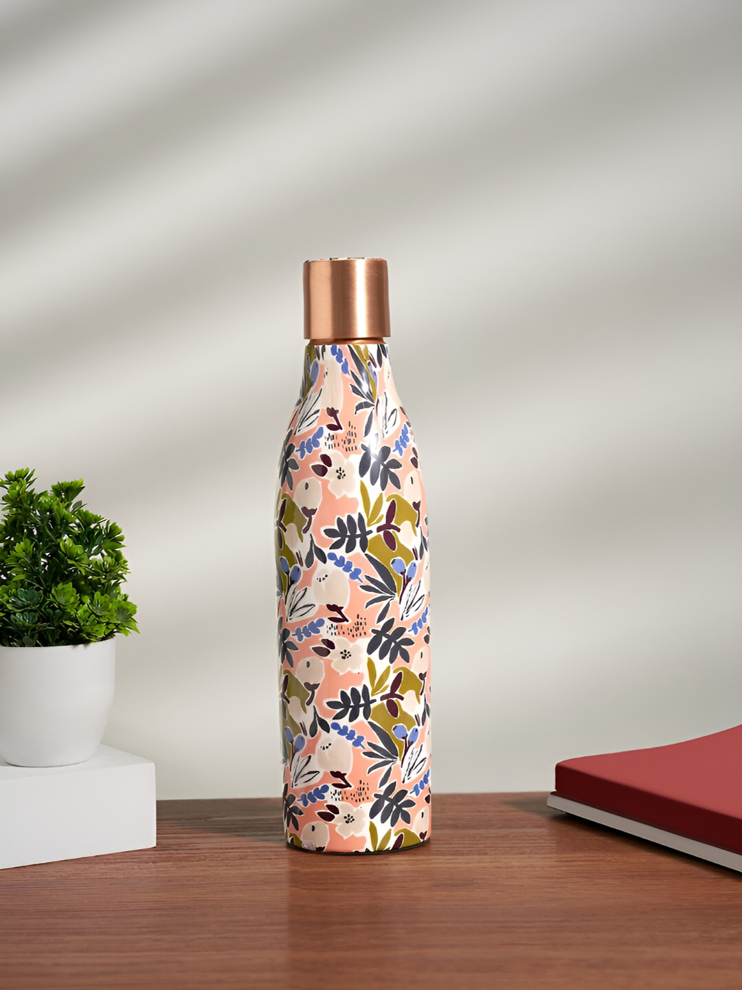 Living scapes by Pantaloons Peach Tropical Copper Single Wall Vacuum Water Bottle - 750ml